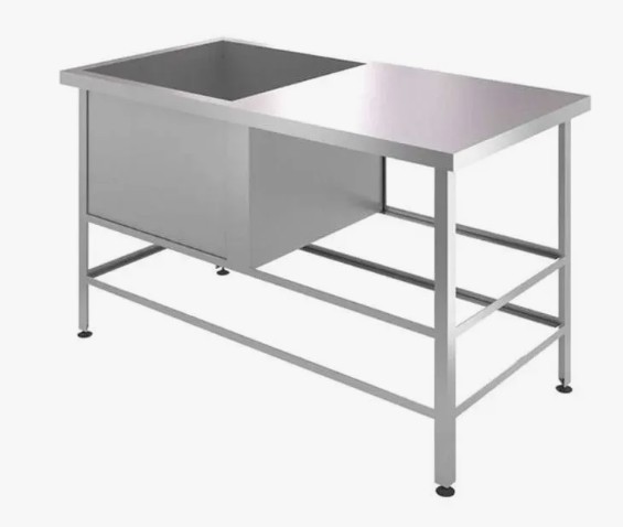 Ванна моечная (нерж.) ВМн 1\600 (ПРОФ) со столешницей