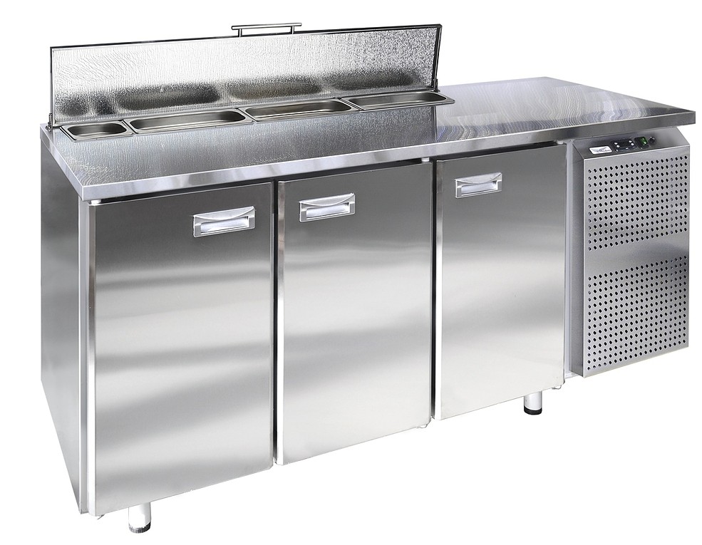 Стол холодильный  СХСс-700-3(1/6), 3 двери борт 45мм