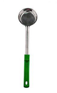 Половник 0,12 л. L ручки 27 см. d=8,6 см. нерж. плоское дно с пластик. ручкой зелён. MGsteel /1/72/