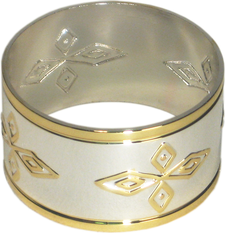 Кольцо для салфеток серебро с золотомDS-C14 кт626